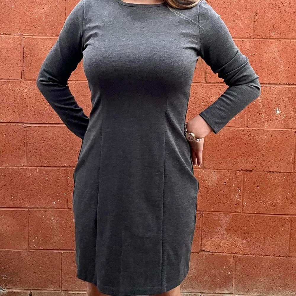 J.Crew Gray Long Sleeved Midi Dress